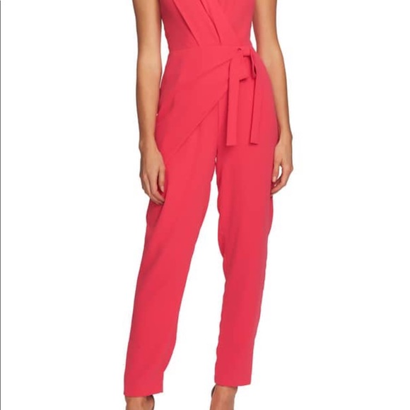 CECE Cap Sleeve Faux Wrap Jumpsuit light pink NWT - Picture 8 of 8